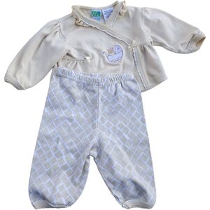 Vintage McBaby 2 Piece Top & Bottoms Set Yellow Baby Girls 3-6 Months